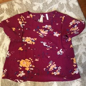 Floral maroon T-shirt